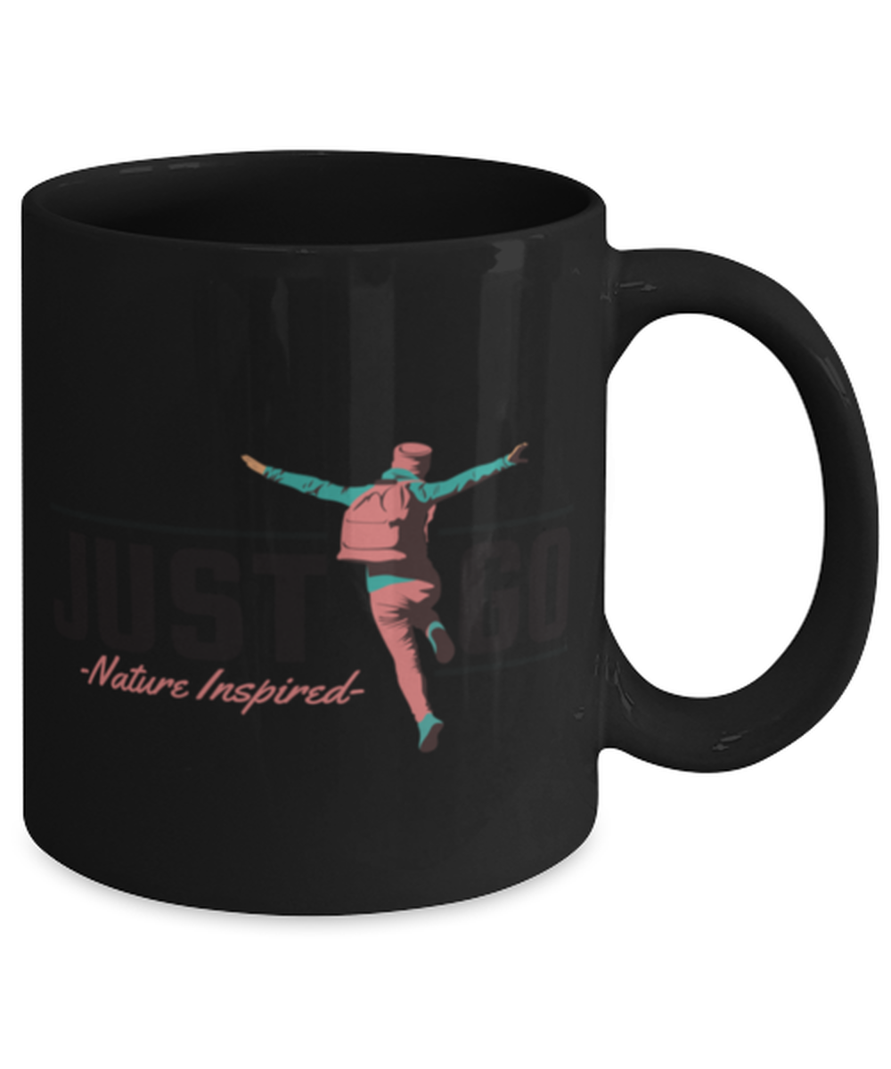 Just Go, black Coffee Mug, Coffee Cup 11oz. Model 60071