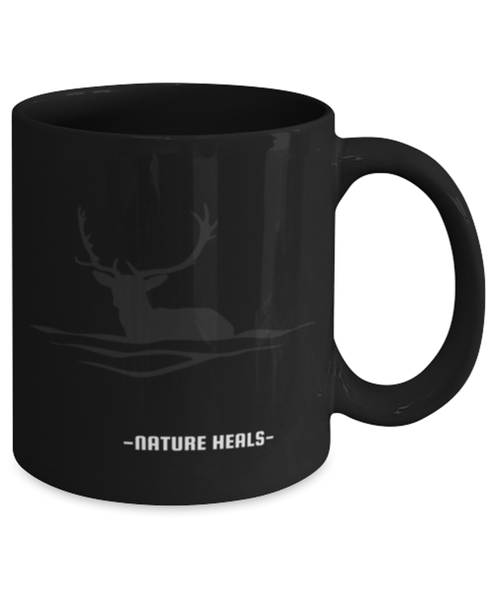 Life Hurts Nature Heals, black Coffee Mug, Coffee Cup 11oz. Model 60071