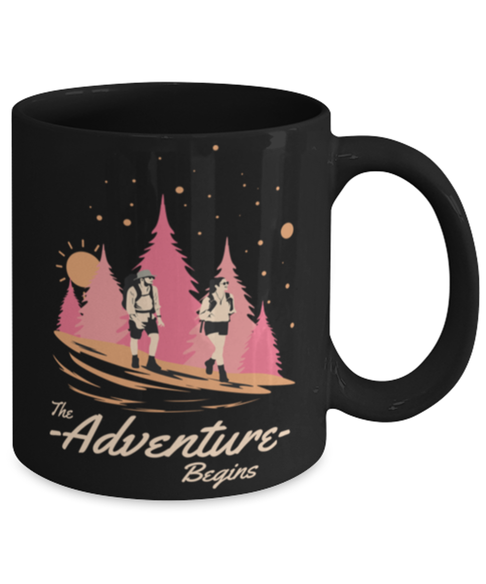 The Adventure Begins, black Coffee Mug, Coffee Cup 11oz. Model 60071