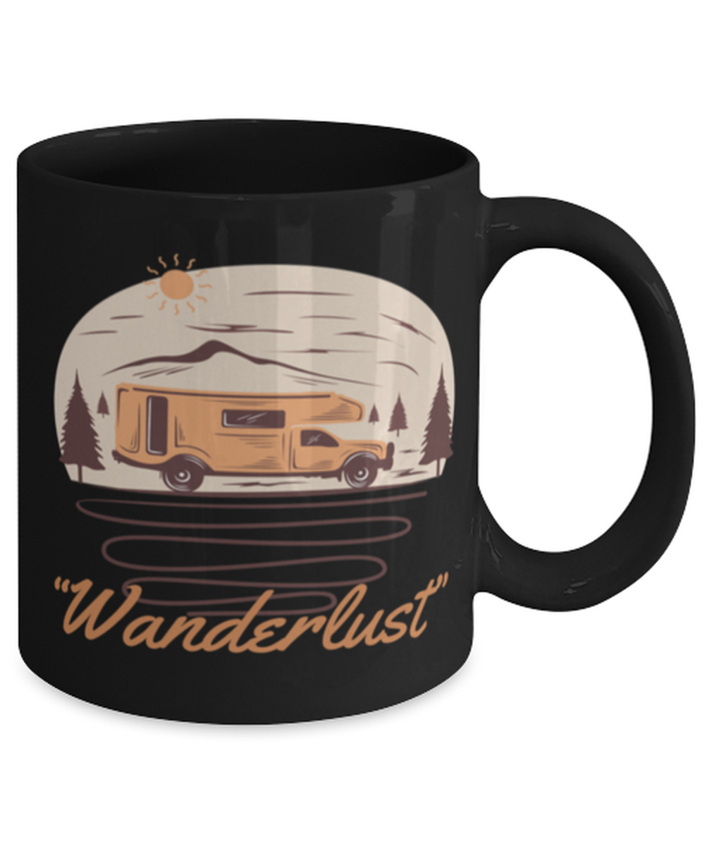 Wanderlust , black Coffee Mug, Coffee Cup 11oz. Model 60071