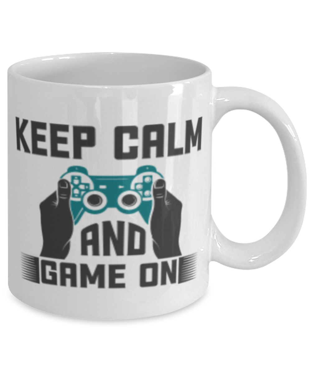 Keep Calm and Game On, white Coffee Mug, Coffee Cup 11oz. Model 60089