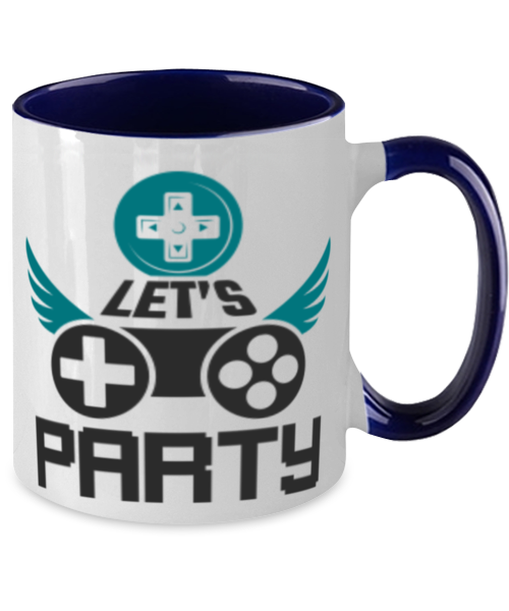 lets party, navy Two Tone Coffee Mug. Model 60089