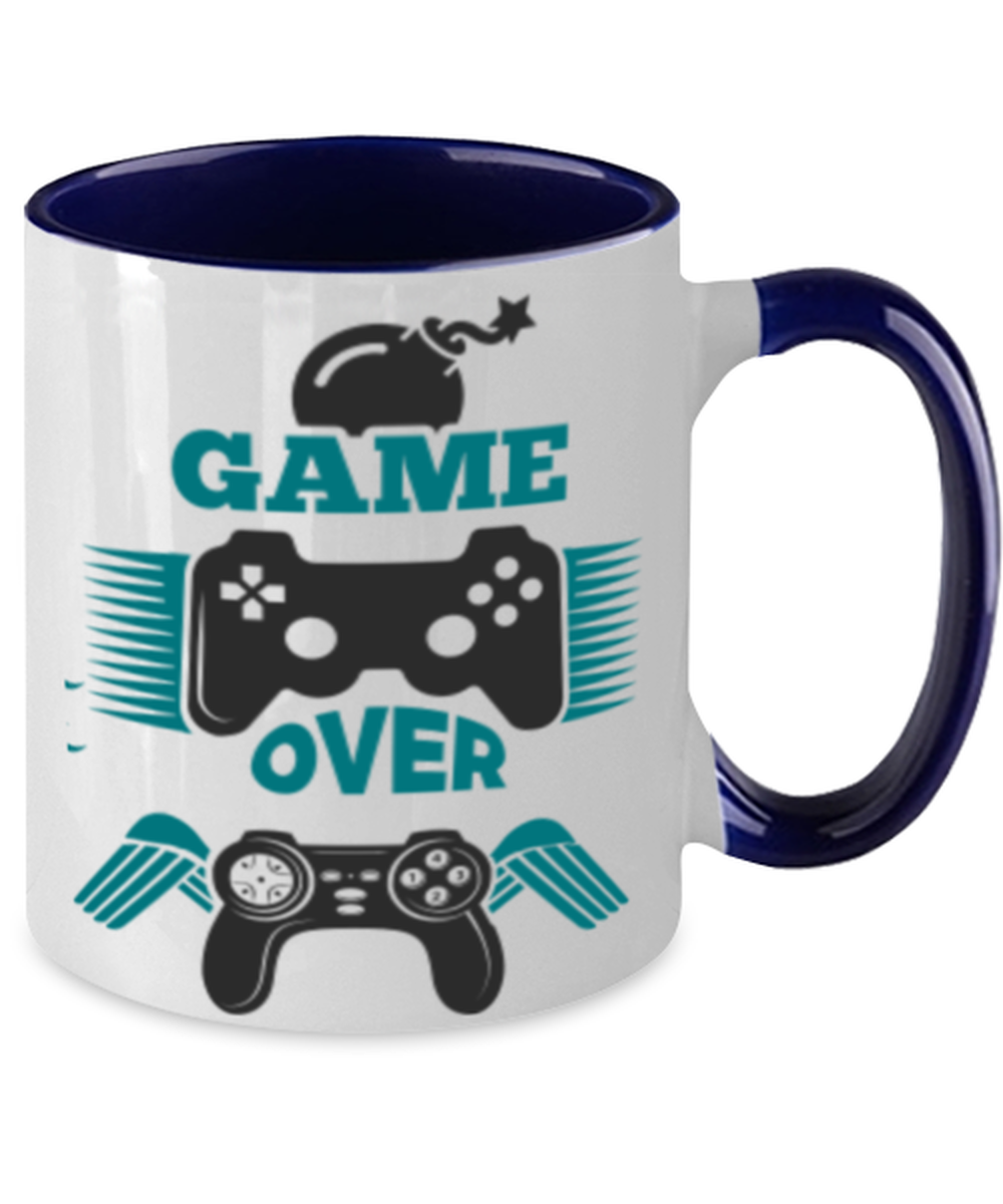 game over, navy Two Tone Coffee Mug. Model 60089