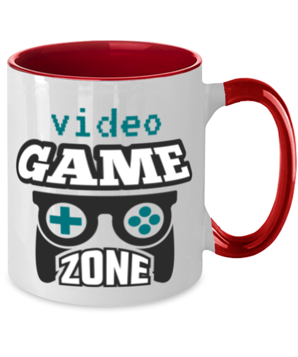 video game zone, red Two Tone Coffee Mug. Model 60089