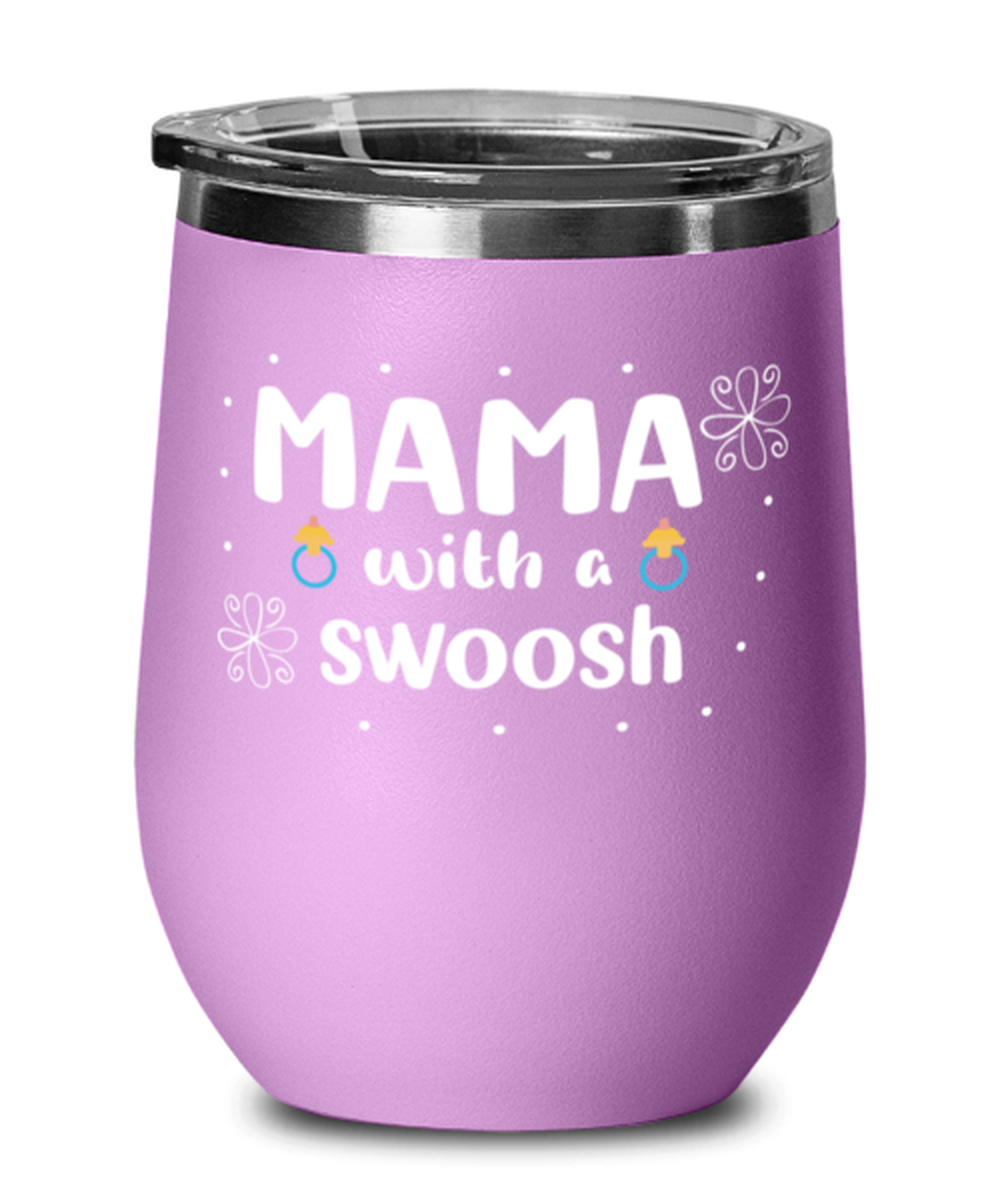 Mama with a swoosh, light purple Wineglass. Model 60043
