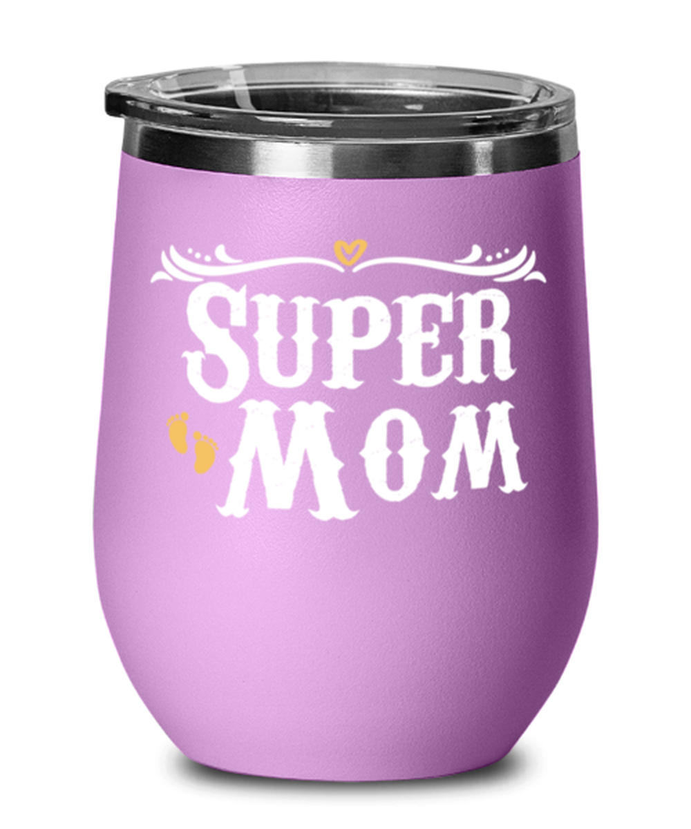 Super Mom, light purple Wineglass. Model 60043