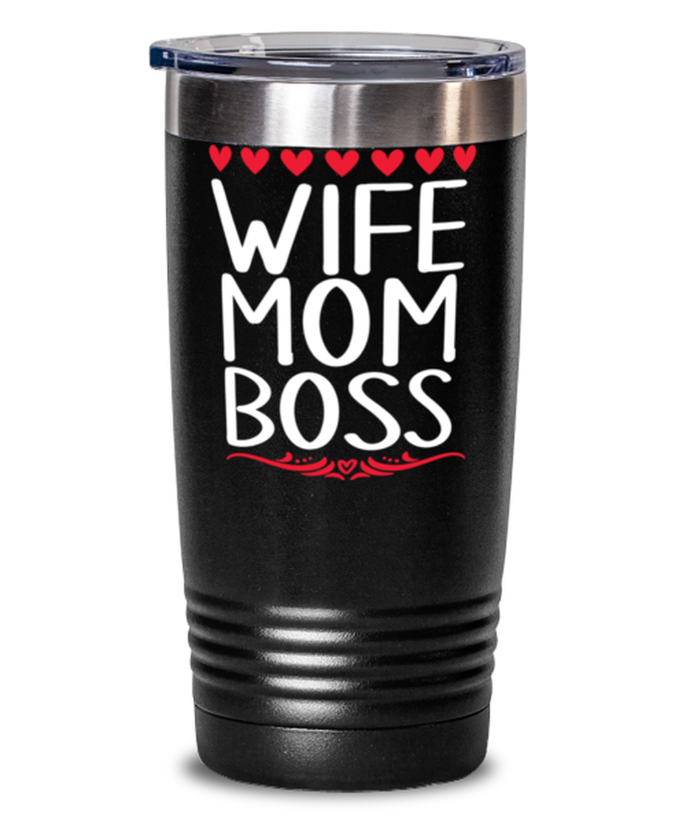 Wife, Mom, Boss, black Tumbler 20oz. Model 60046