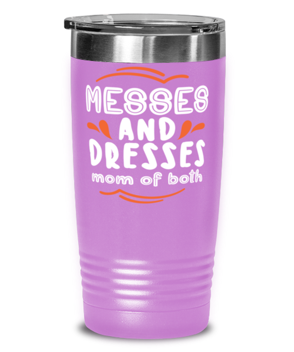Messes and Dresses Mom Of Both, light purple Tumbler 20oz. Model 60046