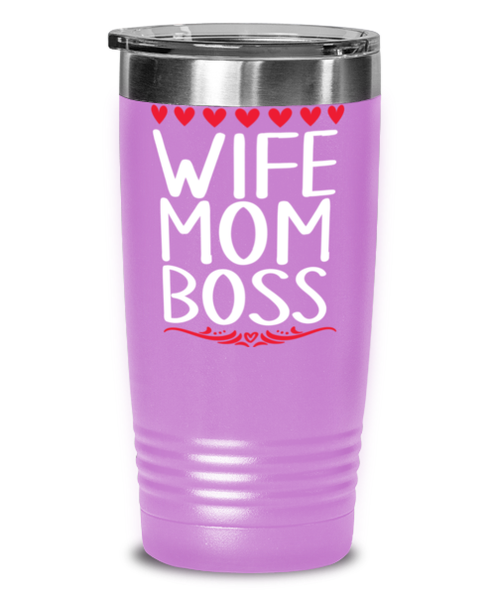 Wife, Mom, Boss, light purple Tumbler 20oz. Model 60046