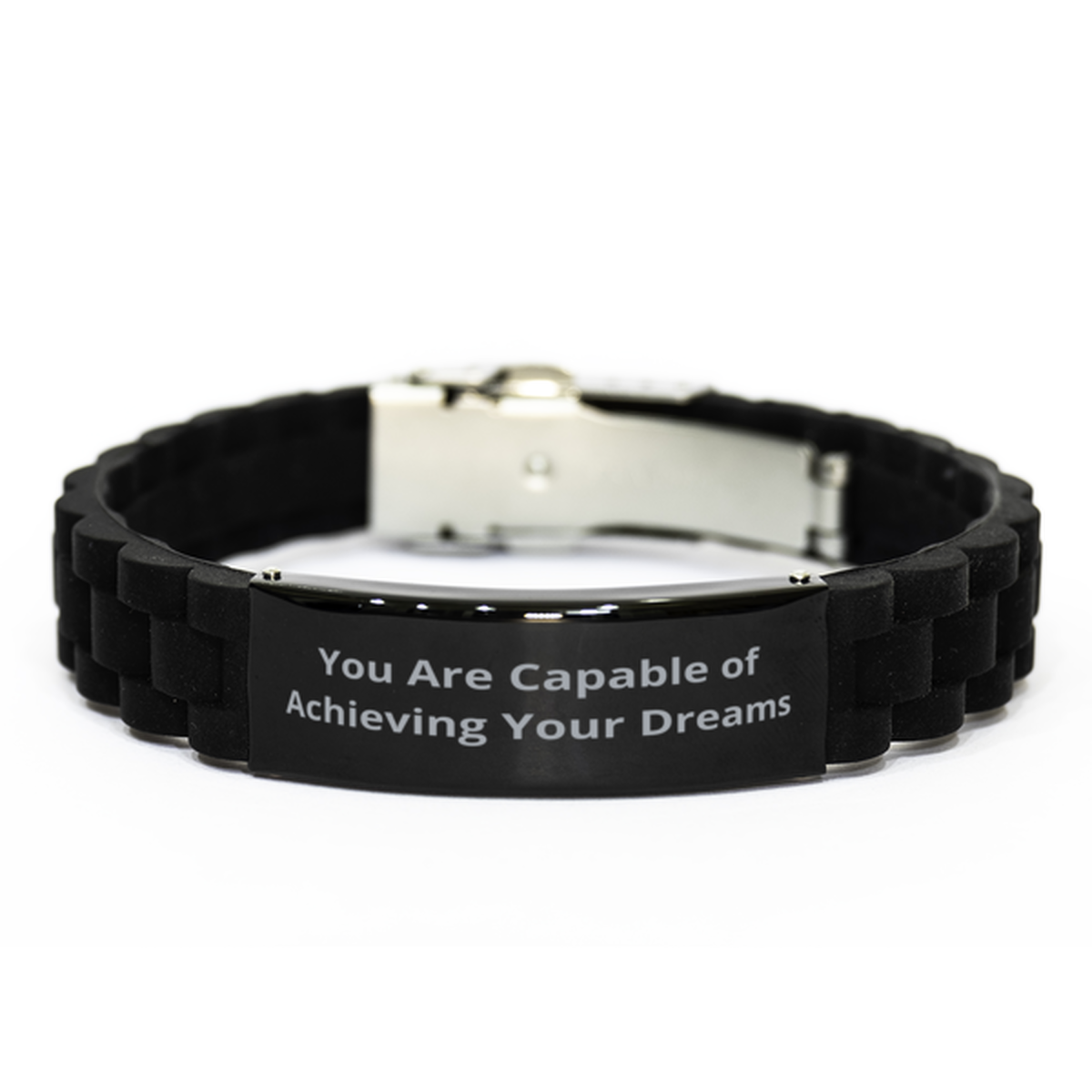You Are Capable of Achieving Your Dreams, Black Glidelock Clasp Bracelet. Model 60054