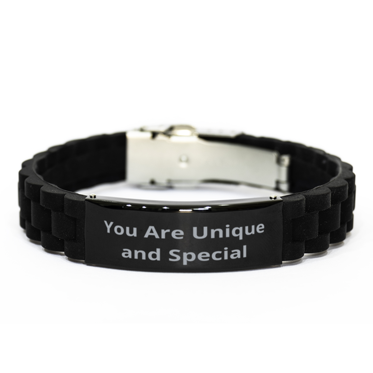 You Are Unique and Special, Black Glidelock Clasp Bracelet. Model 60054