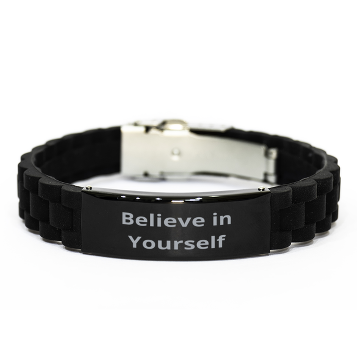 Believe in Yourself, Black Glidelock Clasp Bracelet. Model 60054
