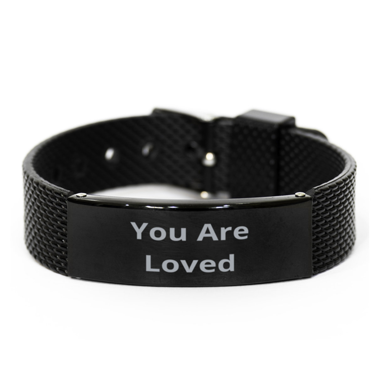 You Are Loved, Black Shark Mesh Bracelet. Model 60054