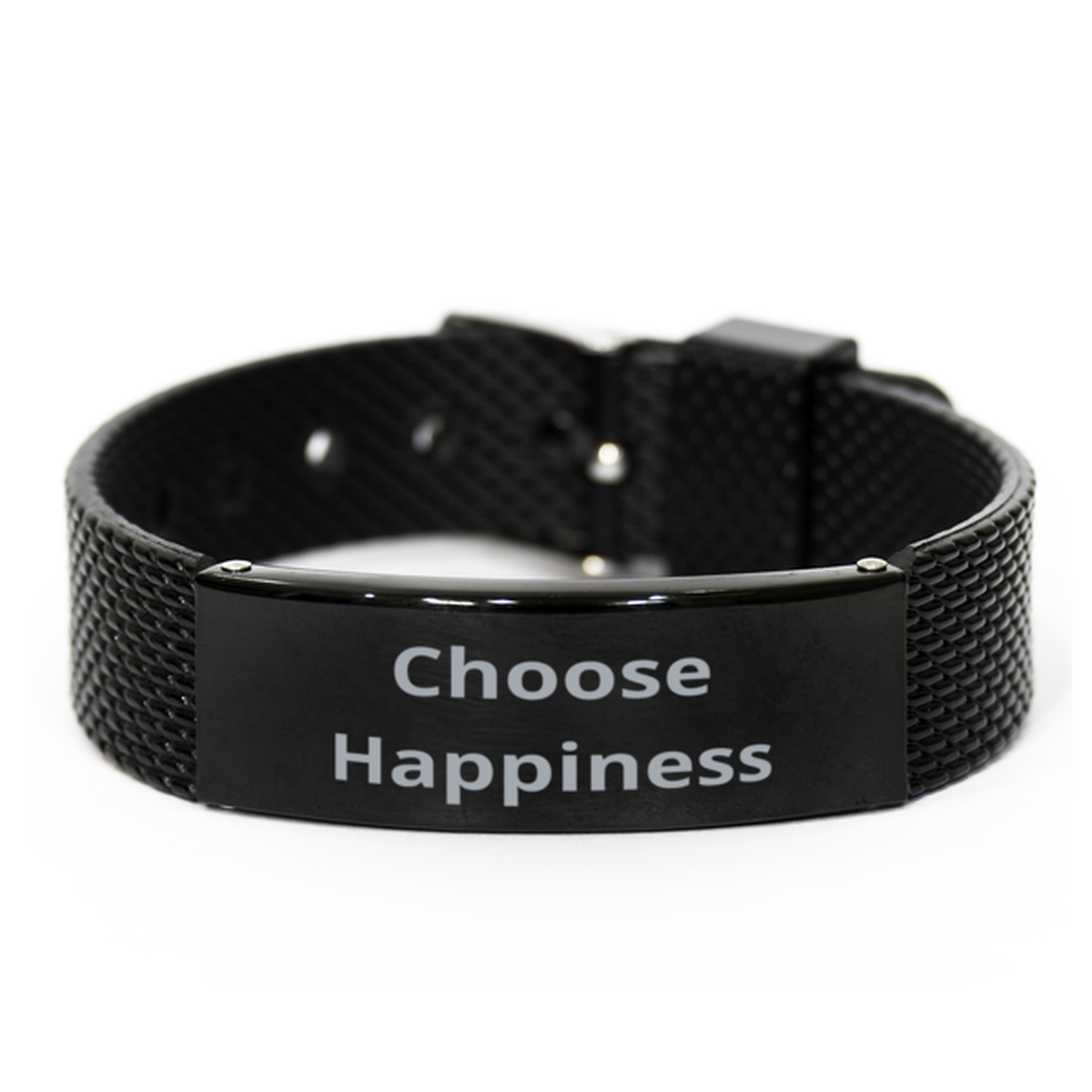 Choose Happiness, Black Shark Mesh Bracelet. Model 60054