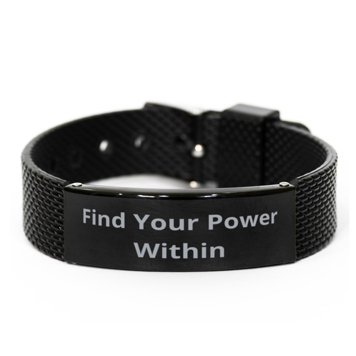 Find Your Power Within, Black Shark Mesh Bracelet. Model 60054