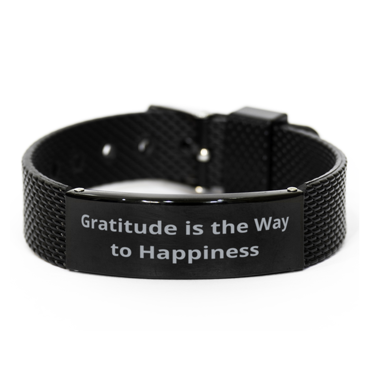 Gratitude is the Way to Happiness, Black Shark Mesh Bracelet. Model 60054