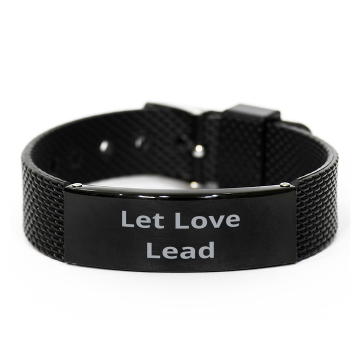 Let Love Lead, Black Shark Mesh Bracelet. Model 60054