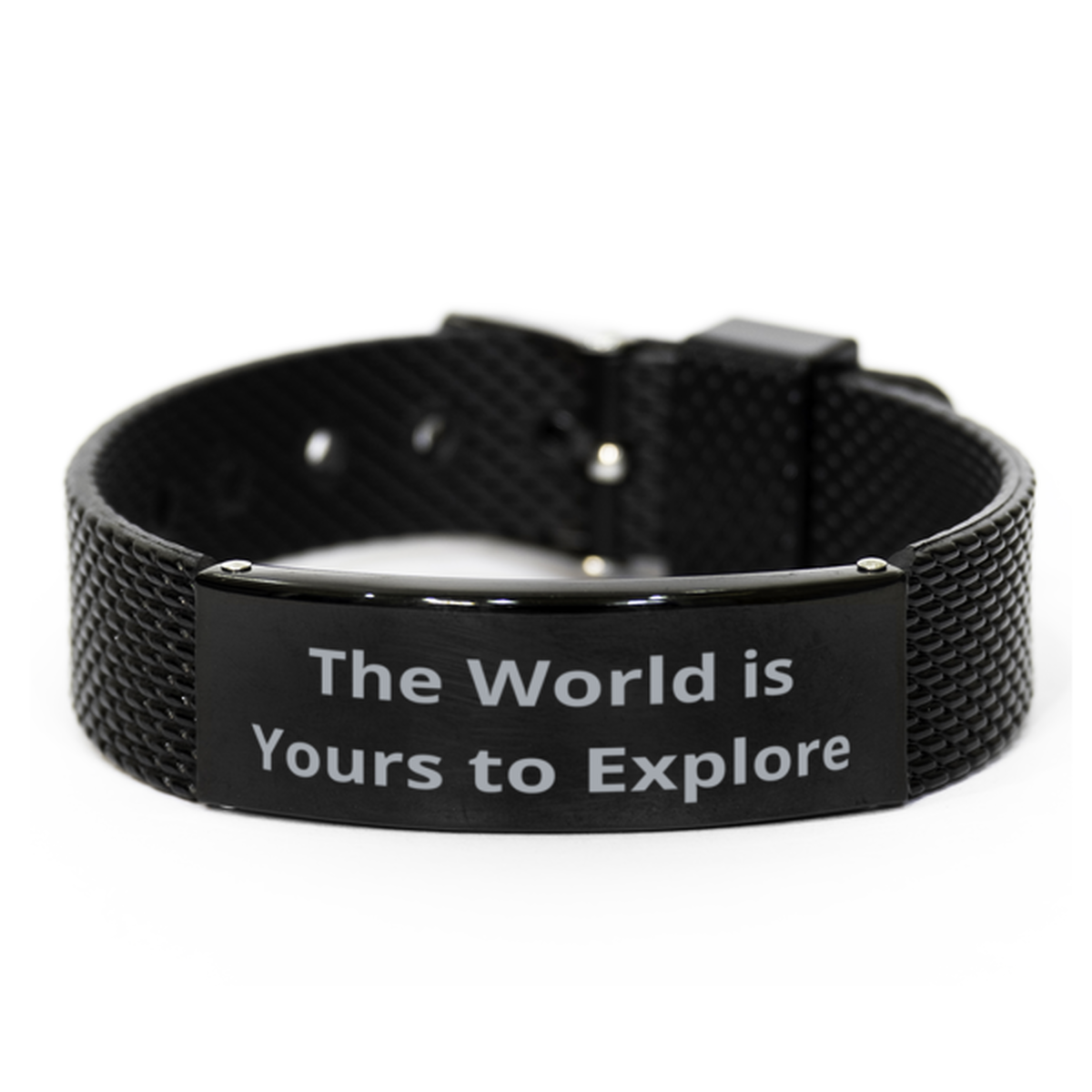 The World is Yours to Explore, Black Shark Mesh Bracelet. Model 60054