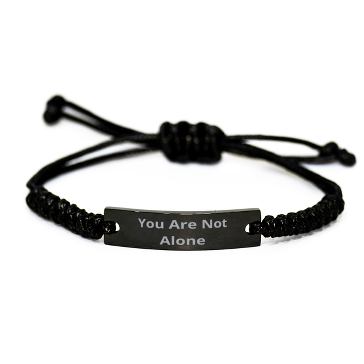 You Are Not Alone, Black Rope Bracelet. Model 60054