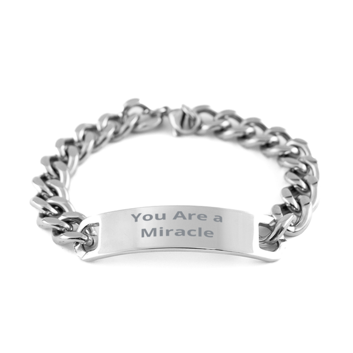 You Are a Miracle, Cuban Chain Stainless Steel Bracelet. Model 60054