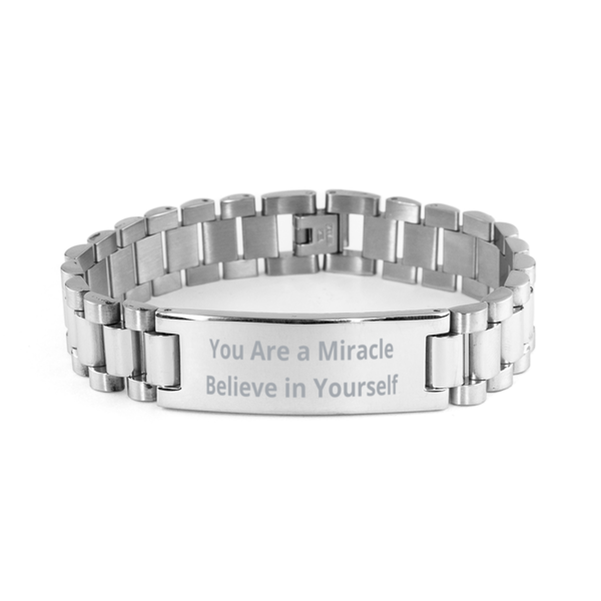 You Are a Miracle Believe in Yourself, Ladder Stainless Steel Bracelet. Model 60054