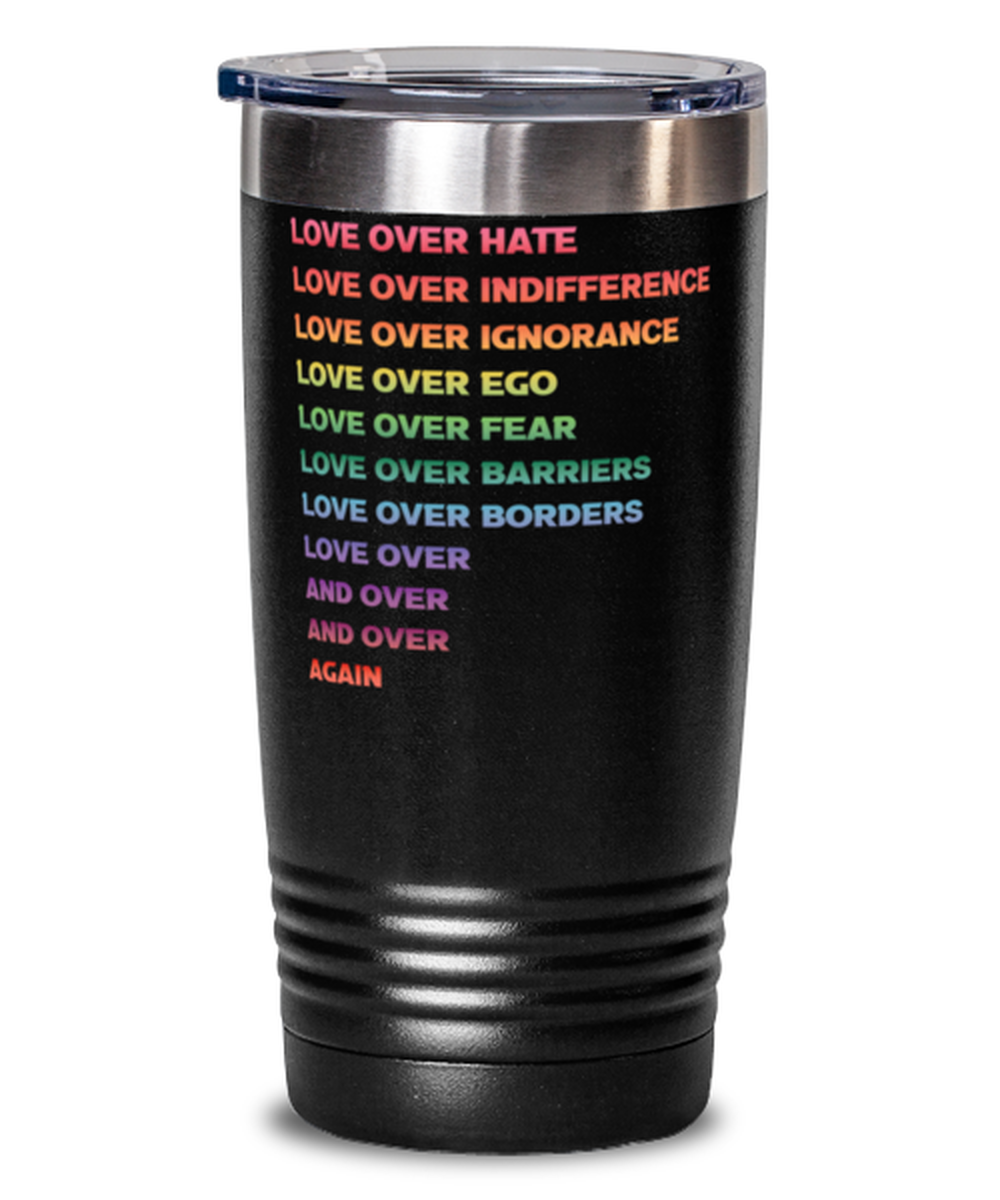 Love Over Hate Shirt 1, black Tumbler 20oz. Model 60055