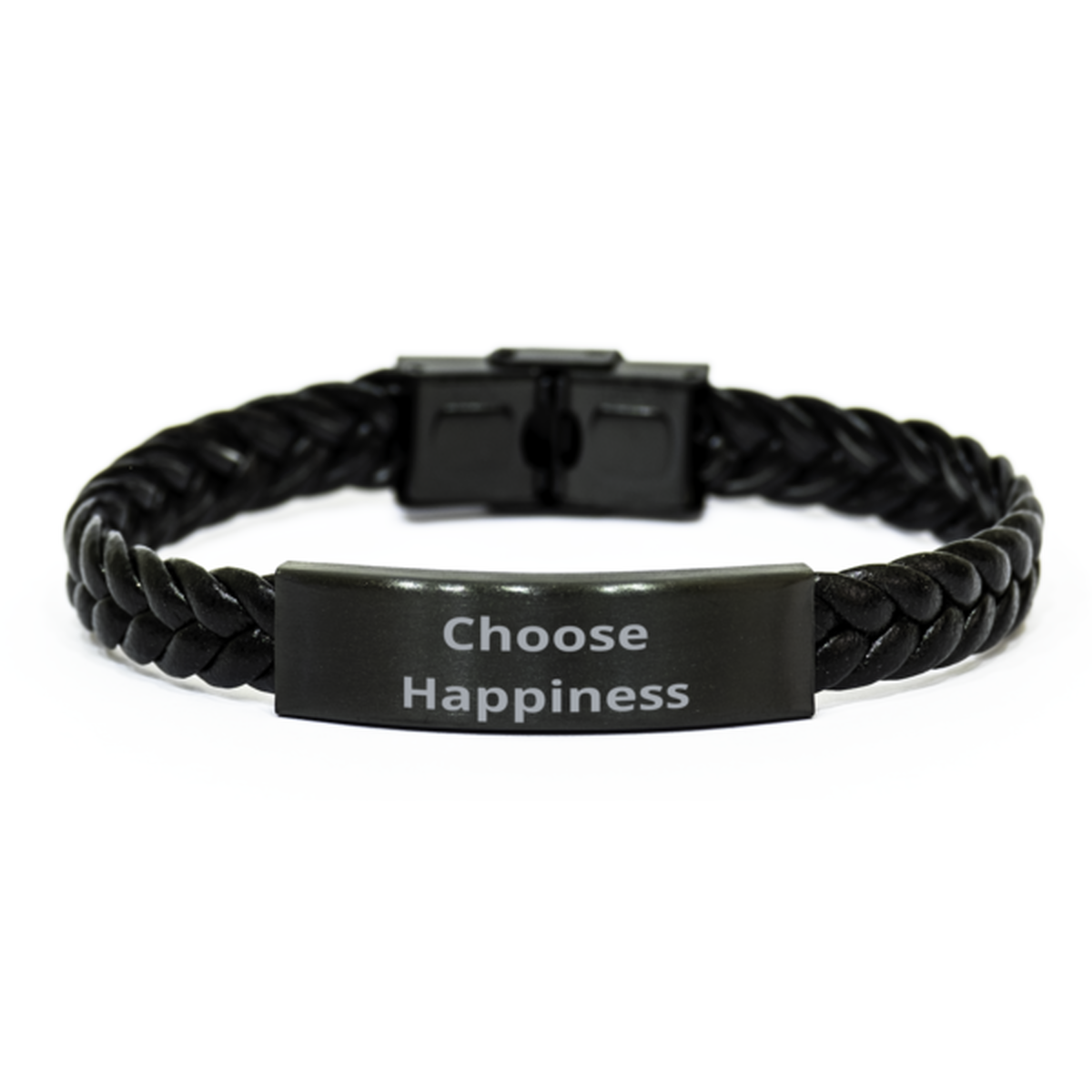 Choose Happiness, Braided Leather Bracelet. Model 60057