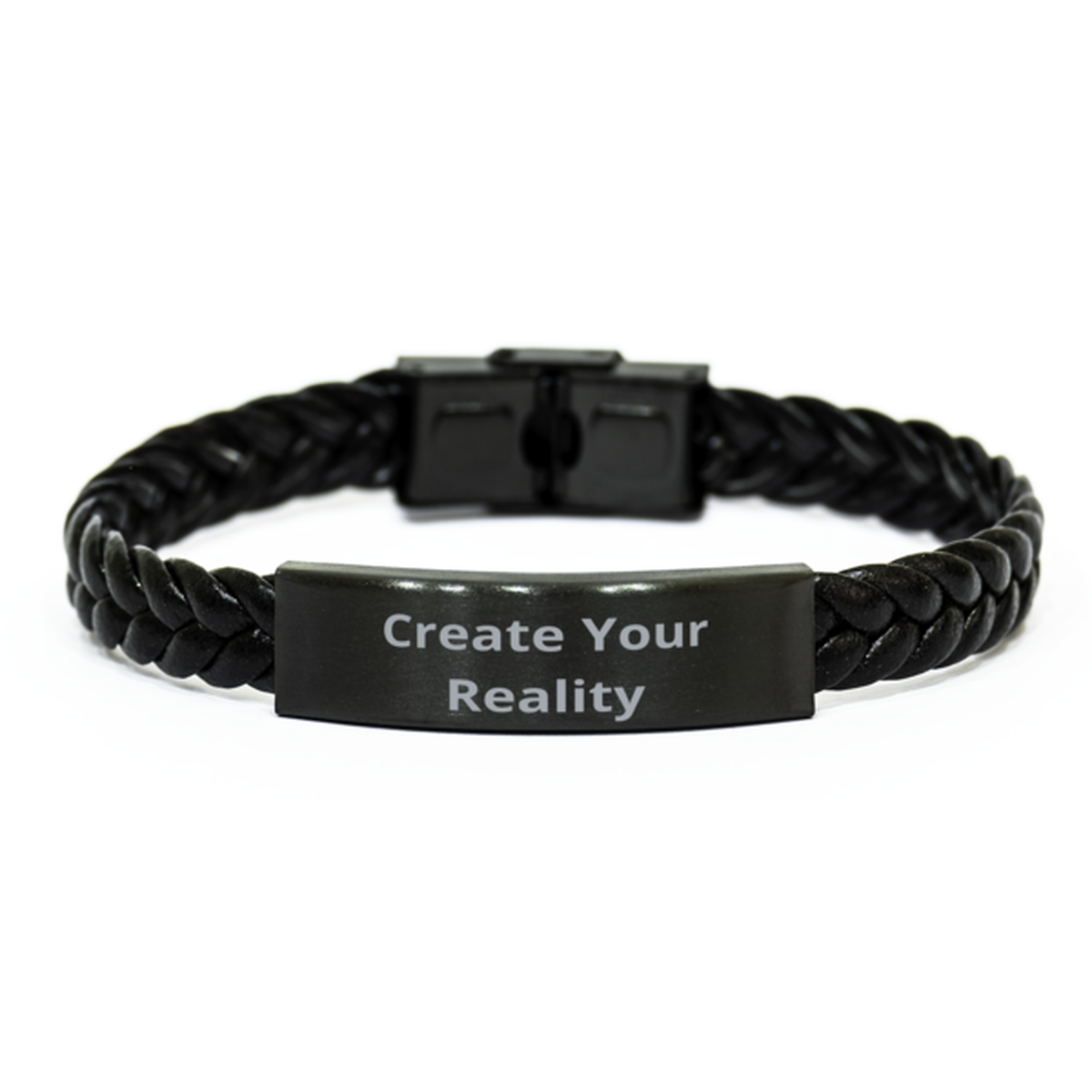 Create Your Reality, Braided Leather Bracelet. Model 60057