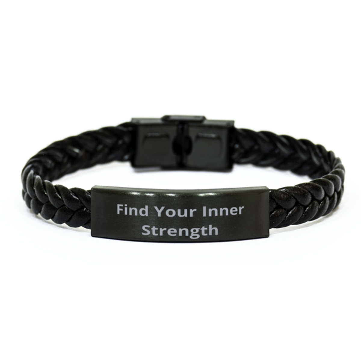Find Your Inner Strength, Braided Leather Bracelet. Model 60057
