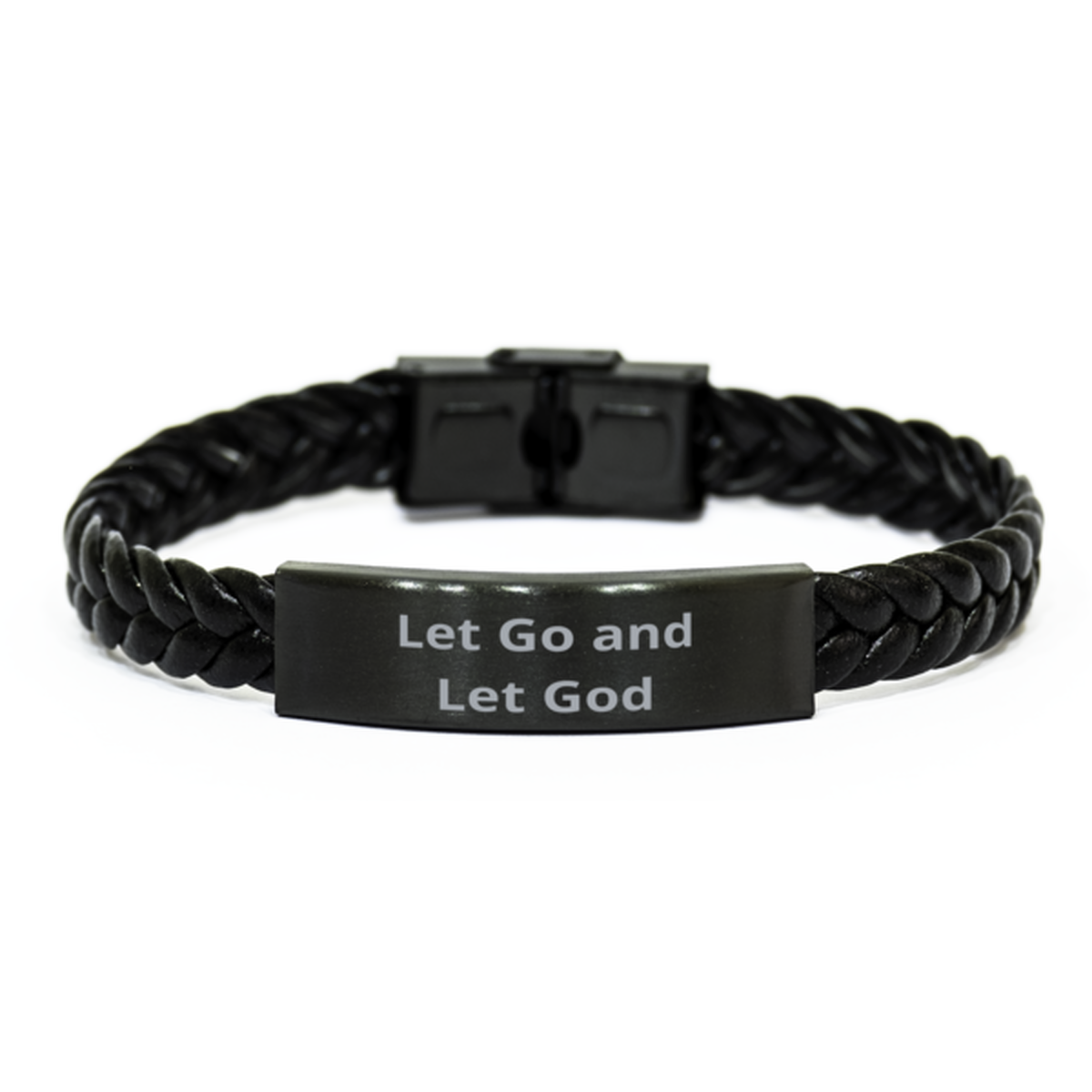 Let Go and Let God, Braided Leather Bracelet. Model 60057
