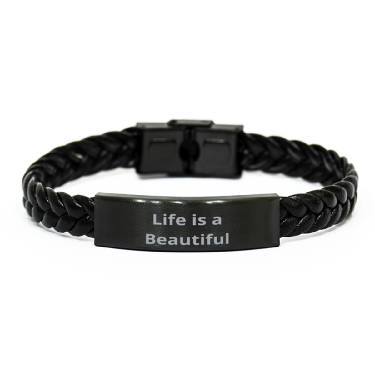 Life is a Beautiful Journey, Braided Leather Bracelet. Model 60057