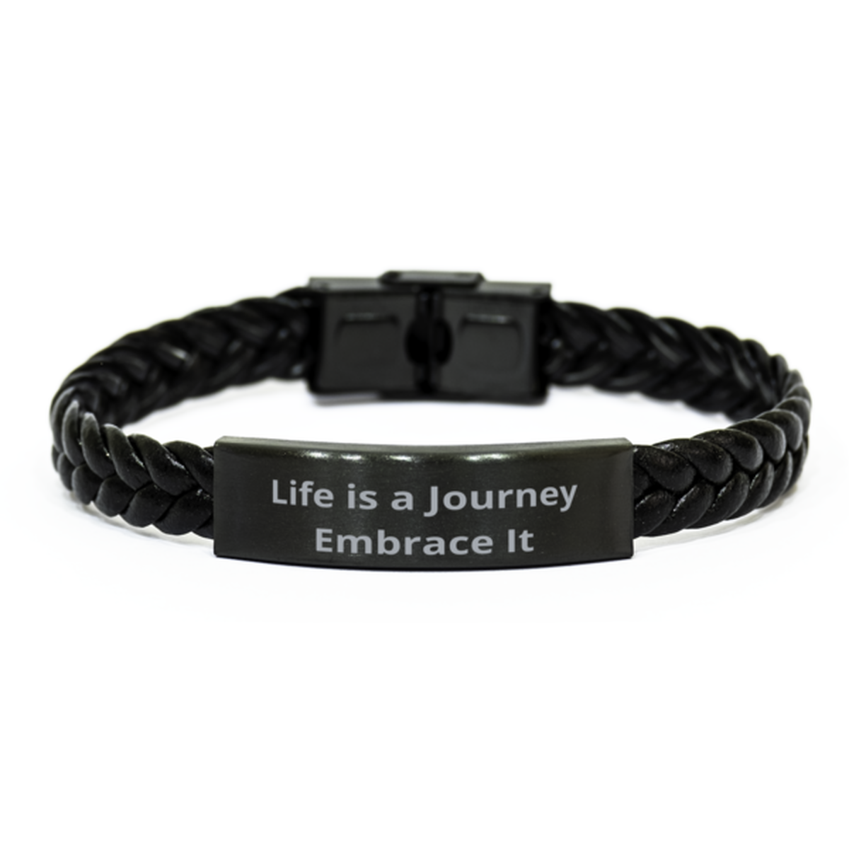 Life is a Journey Embrace It, Braided Leather Bracelet. Model 60057