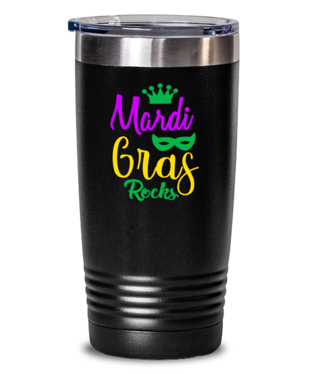Mardi Gras Rocks, black Tumbler 20oz. Model 60059