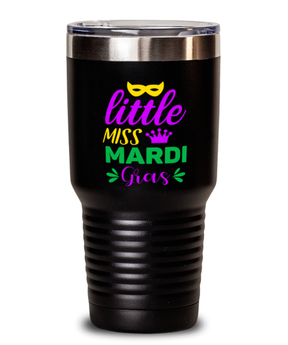 Little miss Mardi Gras, black Tumbler 30oz. Model 60059