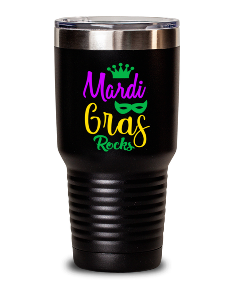 Mardi Gras Rocks, black Tumbler 30oz. Model 60059