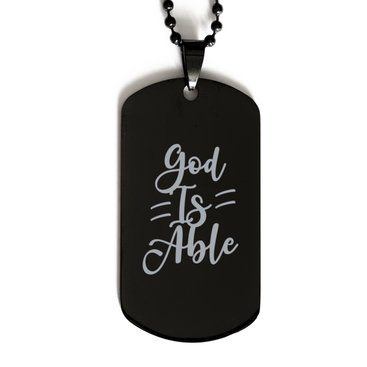 God is Able, Black Dog Tag Bracelet. Model 60060