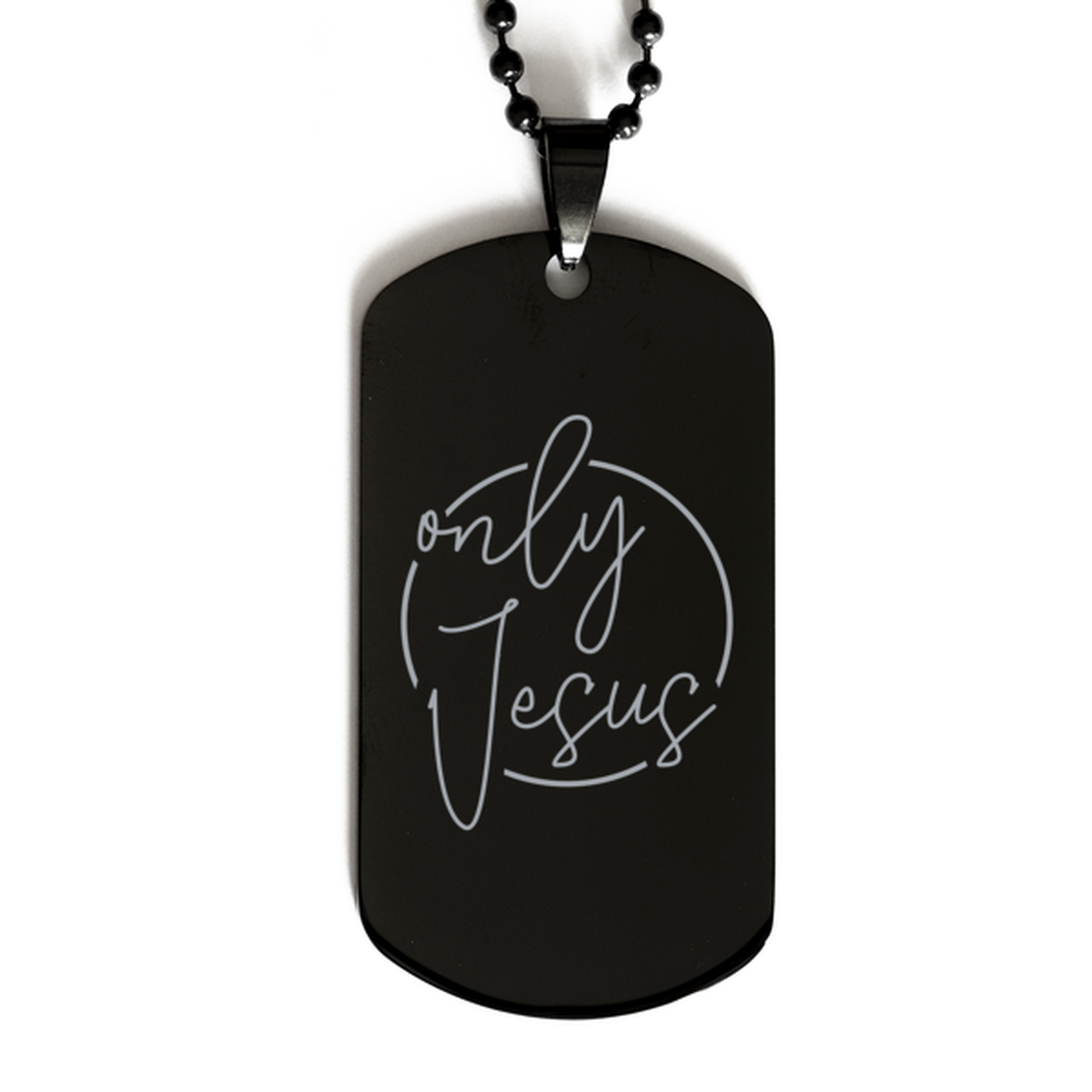 Only Jesus 2, Black Dog Tag Bracelet. Model 60060