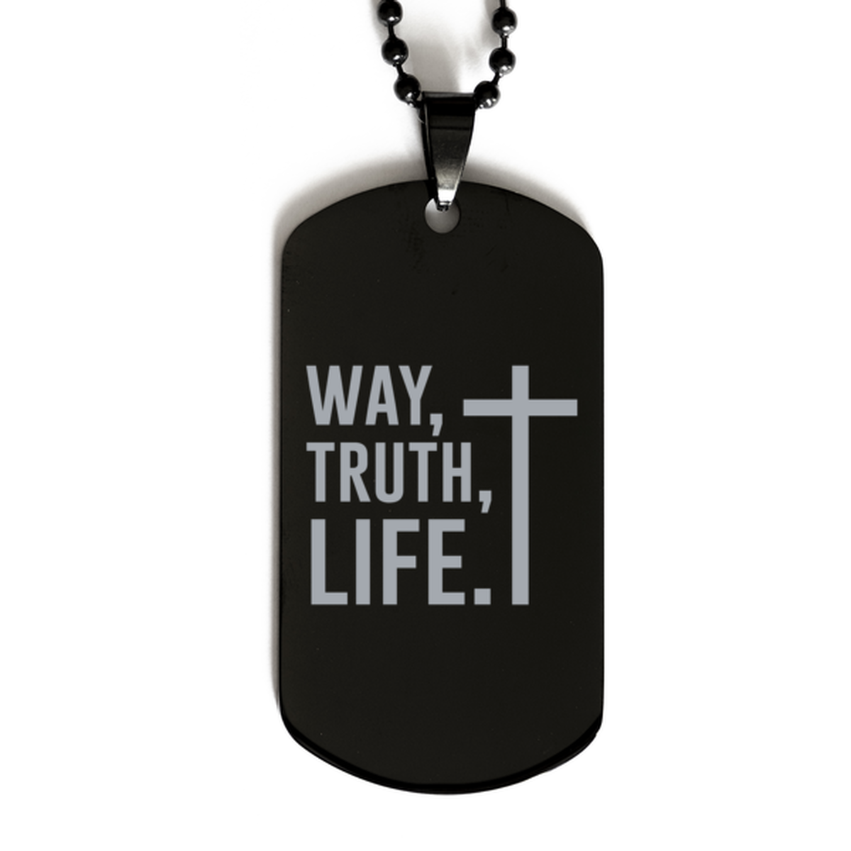 Way, Truth, Life, Black Dog Tag Bracelet. Model 60060