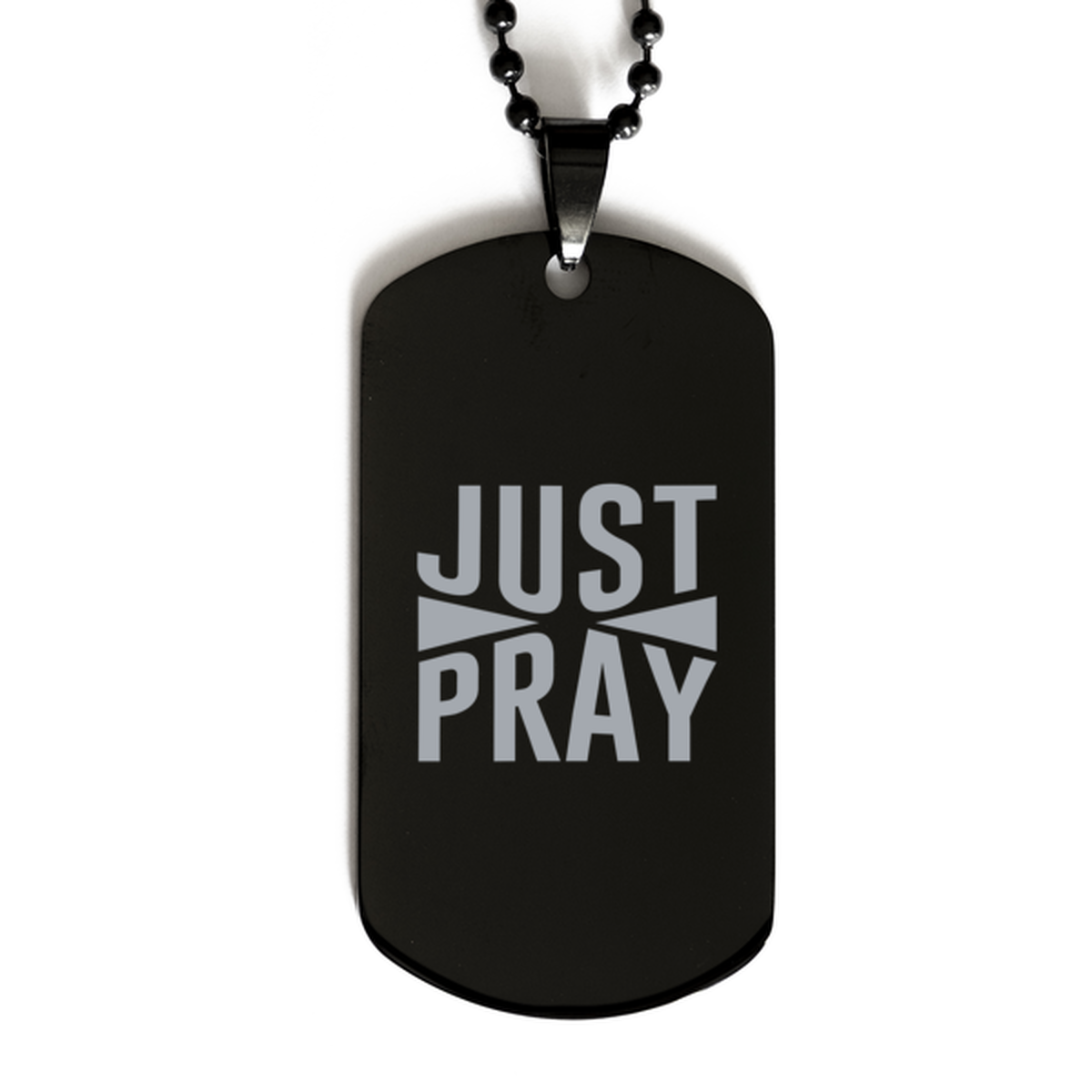 Just Pray 2, Black Dog Tag Bracelet. Model 60060