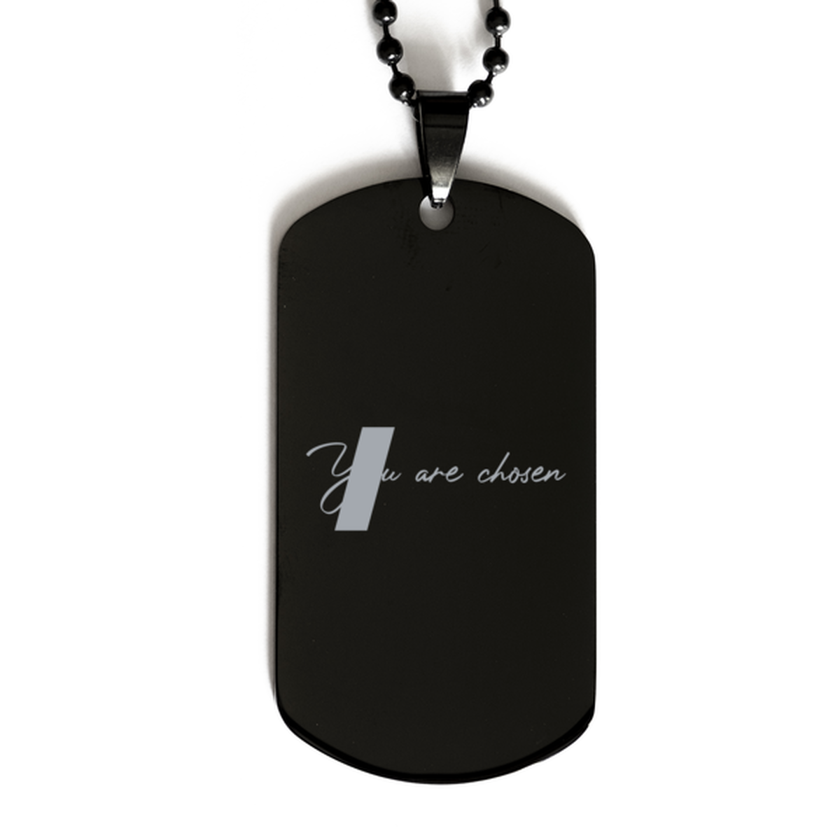 You Are Chosen, Black Dog Tag Bracelet. Model 60060