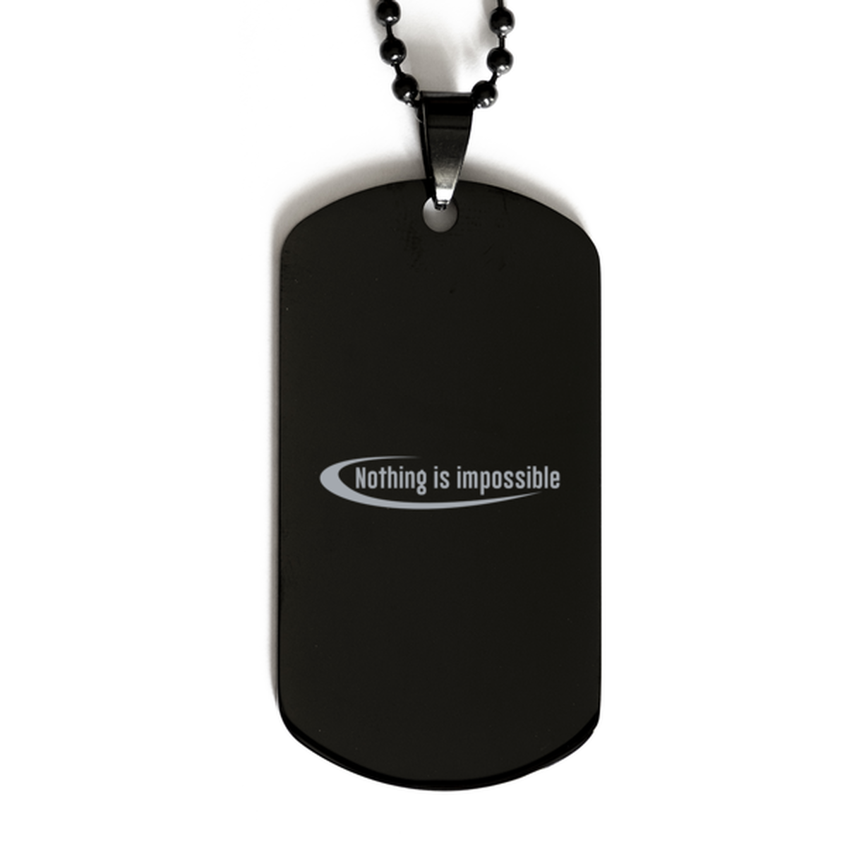 Nothing is Impossible, Black Dog Tag Bracelet. Model 60060