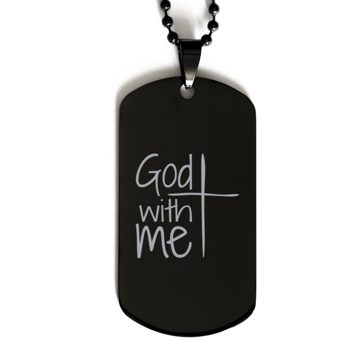 God With Me, Black Dog Tag Bracelet. Model 60060