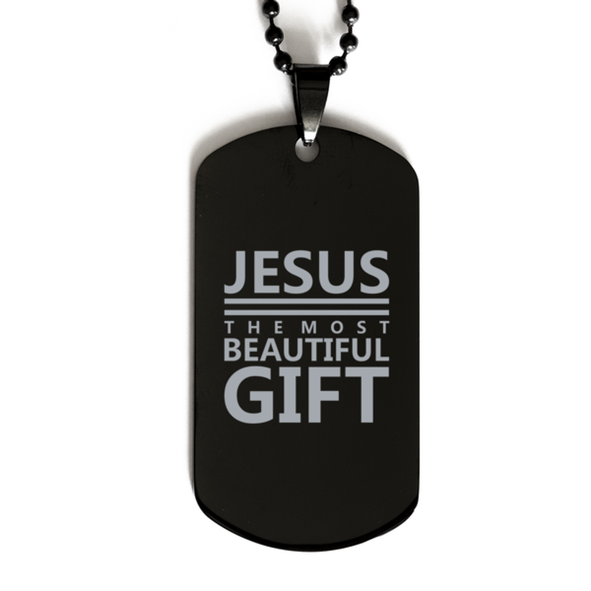 Jesus is the Most Beautiful Gift, Black Dog Tag Bracelet. Model 60060