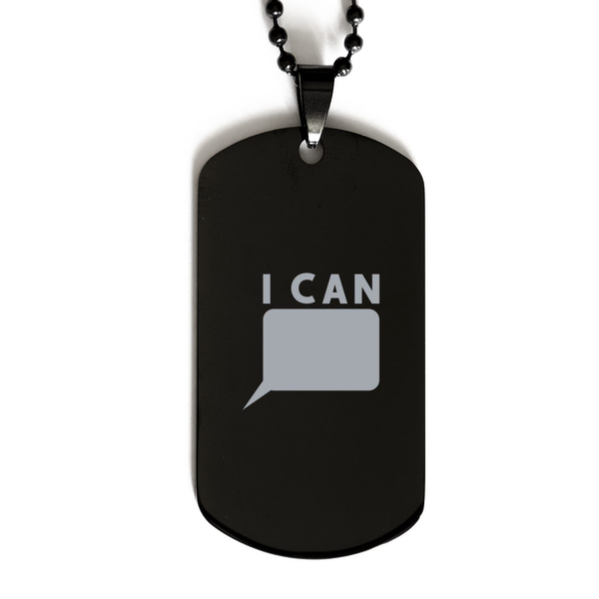 I Can No Comment, Black Dog Tag Bracelet. Model 60060