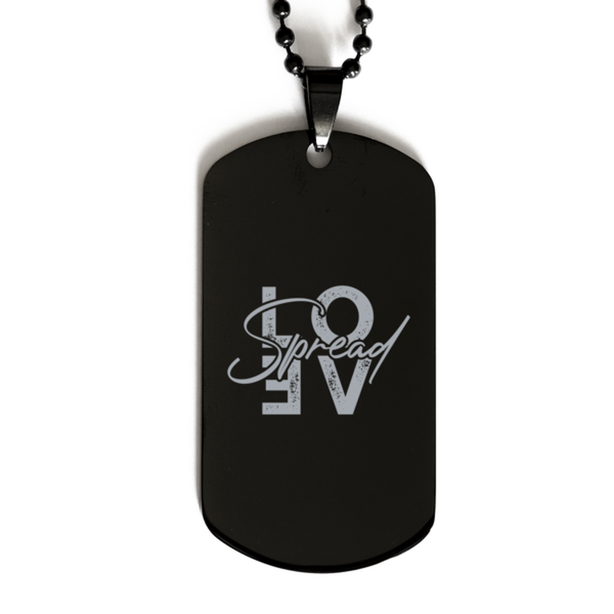Spread Love, Black Dog Tag Bracelet. Model 60060