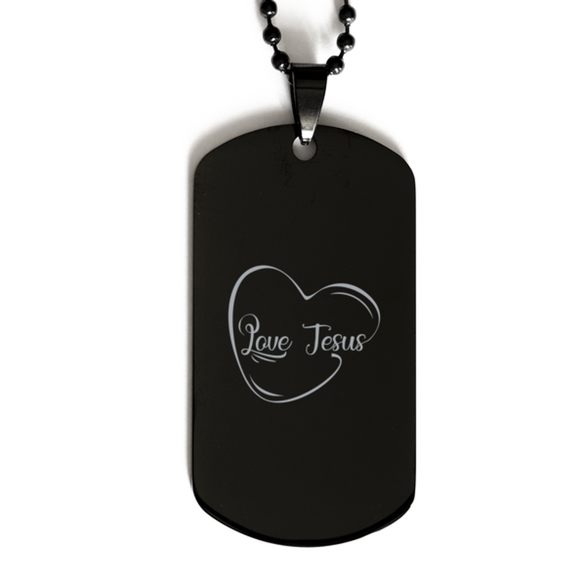 Love Jesus, Black Dog Tag Bracelet. Model 60060