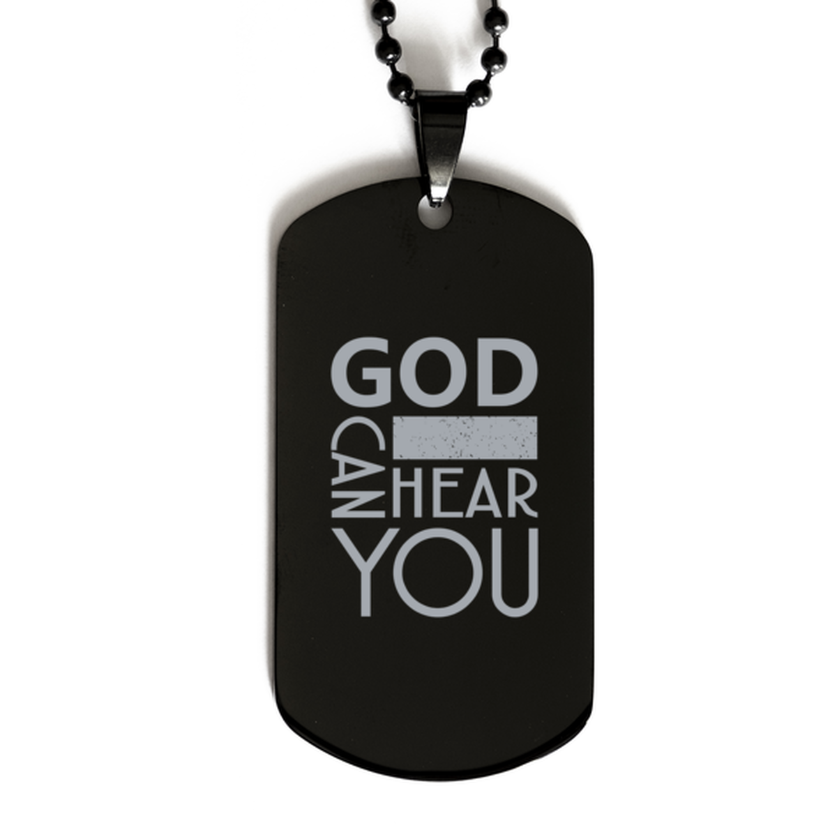 God Can Hear You, Black Dog Tag Bracelet. Model 60060