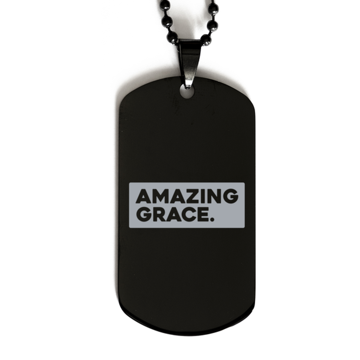 Amazing Grace 2, Black Dog Tag Bracelet. Model 60060