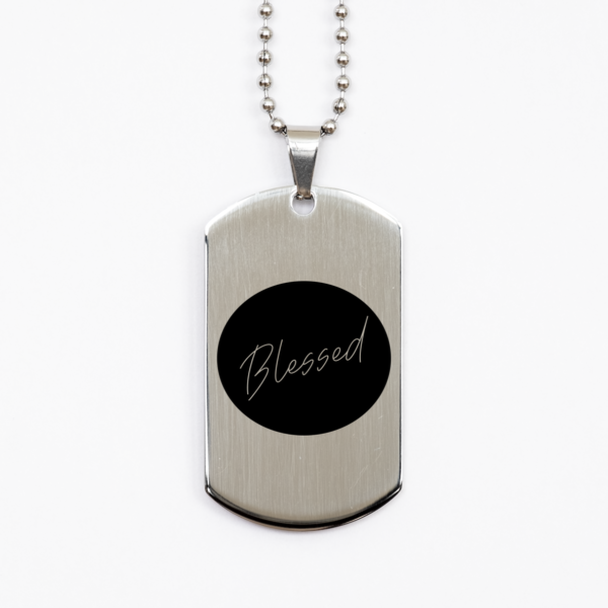 Blessed, Silver Dog Tag Bracelet. Model 60061
