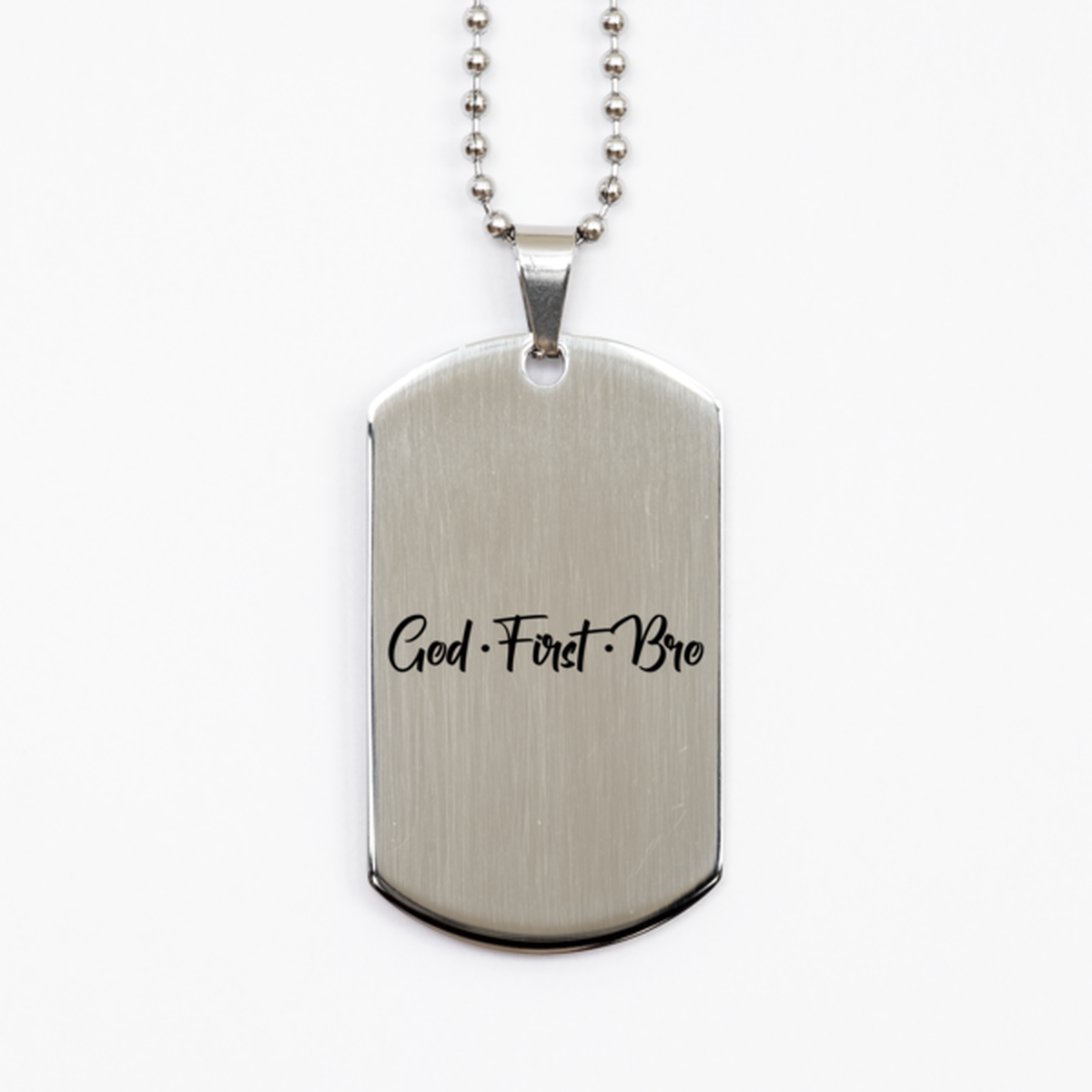 God First Bro, Silver Dog Tag Bracelet. Model 60061